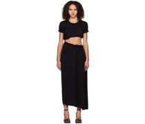 Black Roll Sleeve Tee Maxi Dress
