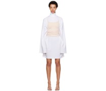 Beige & White Layered Mini Dress