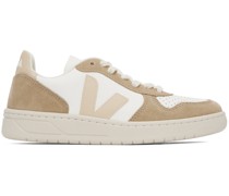 White & Tan V-10 Sneakers