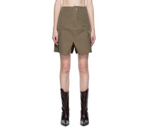 Khaki Iridescent Midi Skirt