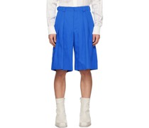 Blue Pleated Shorts