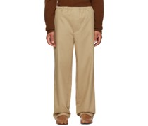 Beige Relaxed-Fit Trousers