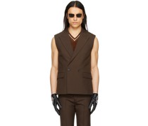 Brown Sleeveless Blazer