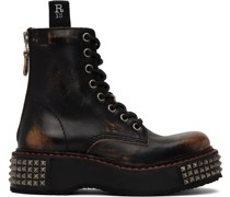 Black Single Stack Lace-Up Boots