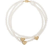 White Pearl Heart Necklace