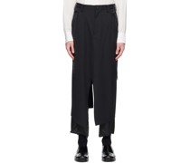 Black Frayed Trim Trousers