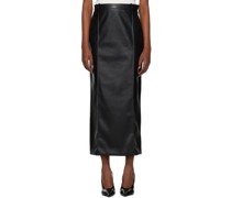 Black Classico Faux-Leather Midi Skirt