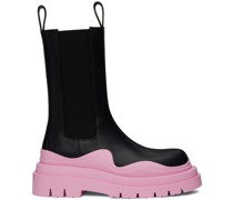 Black & Pink Tire Chelsea Boots