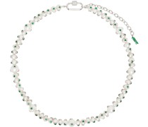 Off-White & Green Polka Dot Pearl Necklace
