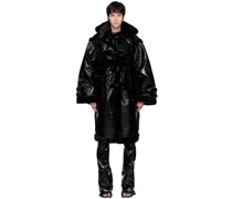 Black Duffle Faux-Shearling Coat