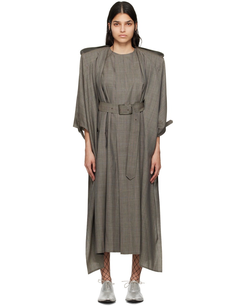 Junya Watanabe Damen Gray Glencheck Trench Coat