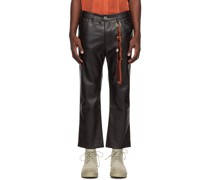 Brown Slim Faux-Leather Pants