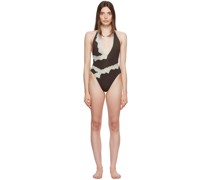 Brown & Green 'Une Piece' Swimsuit