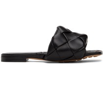 Black Intrecciato Lido Flat Sandals
