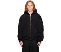 Black Hooded Bomber Jacket