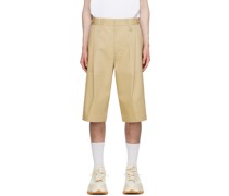 Beige Pleated Shorts