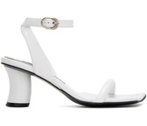 White Leather Heeled Sandals