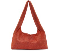 Orange Crystal Mesh Armpit Bag