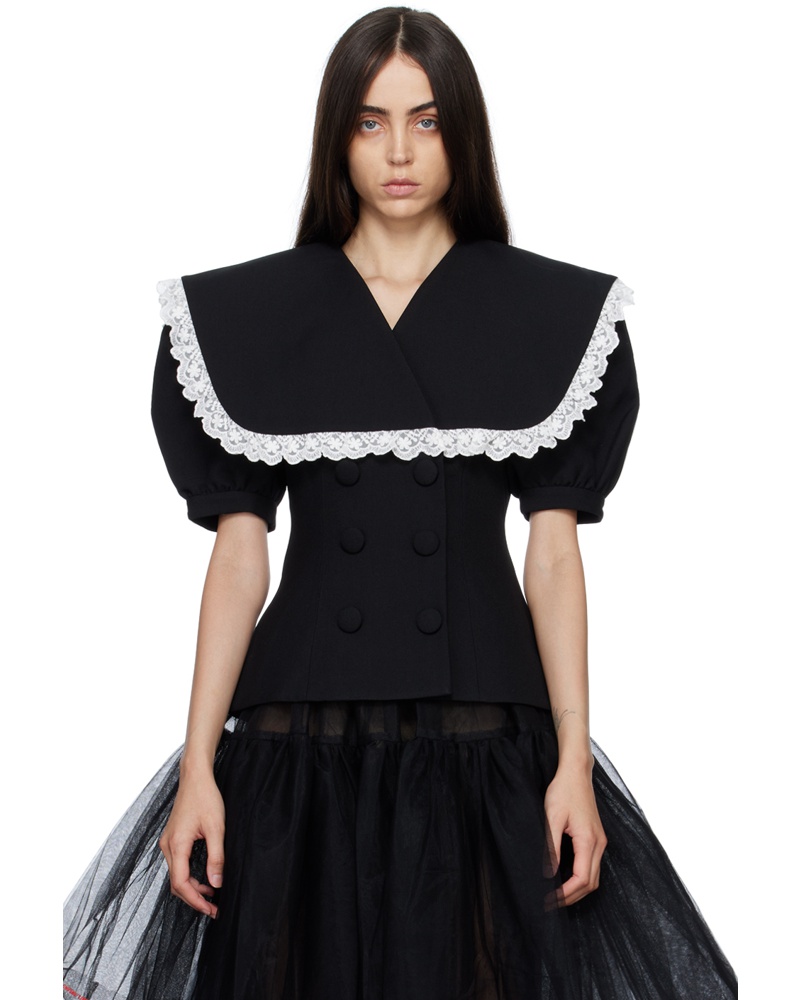 SHUSHU/TONG Damen Black Sailor Collar Jacket