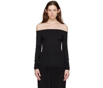 Black Off-The-Shoulder Long Sleeve T-Shirt