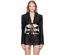 Black Shibari Faux-Leather Blazer