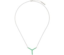 Silver & Green Mini Y Necklace