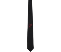 Black Heart Embroidered Tie