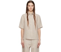 Beige Buttoned Short Sleeve Shirt