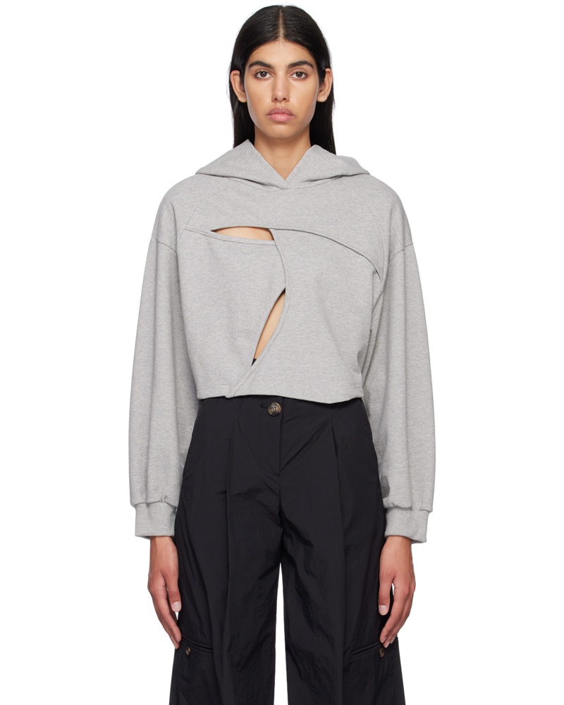 JKOO Damen Gray Cutout Hoodie
