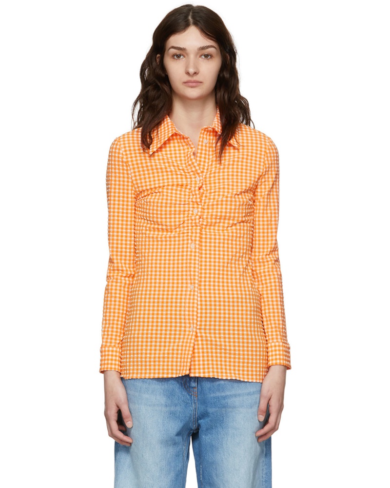 MSGM Damen Orange Polyester Shirt