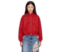 Red Embroidered Hoodie