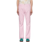 Pink Embroidered Jeans