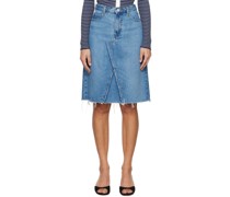 Blue Deconstructed Denim Midi Skirt