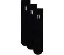 Three-Pack Black Calf-High Socks
