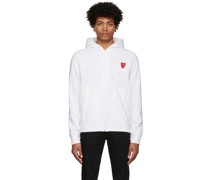 White Layered Double Heart Hoodie