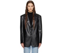 Black Oversized Faux-Leather Blazer