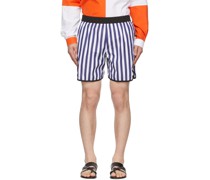 White & Navy Running Boxer Shorts