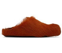 Red Calf-Hair Fussbett Sabot Loafers