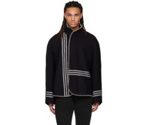 Black Engineered Stripe Blanket Jacket