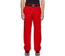 Red Straight Leg Trousers