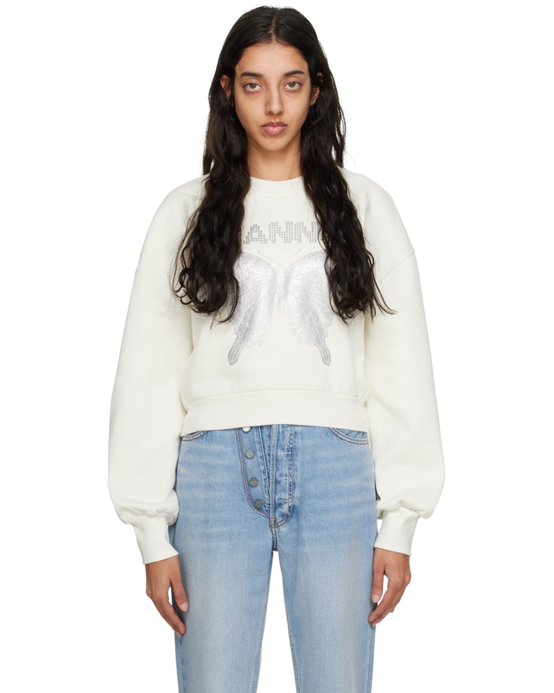 Ganni Damen Off-White Butterfly Sweatshirt