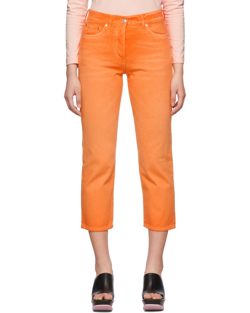 MSGM Damen Orange Faded Jeans