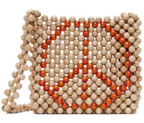 Beige & Orange Beaded Messenger Bag