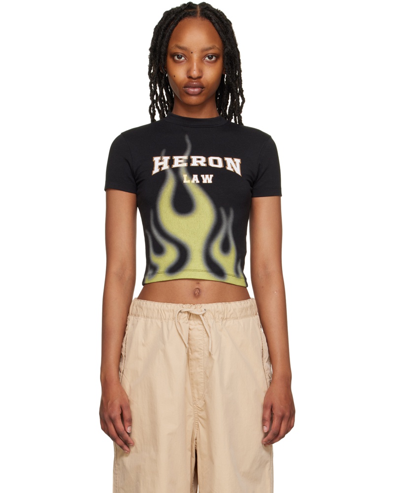 Heron Preston Damen Black 'Law Flames' Baby T-Shirt