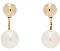 Gold Ball Pearl Drop Earrings