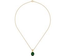 Gold & Green Oval Stone Necklace