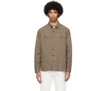 Brown Spread Collar Shirt