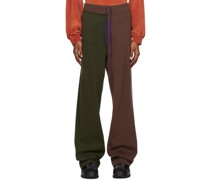 Green & Brown Paneled Lounge Pants