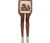 Beige Palm Tree Miniskirt