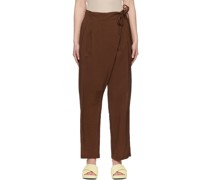 Brown Side String Wrap Trousers